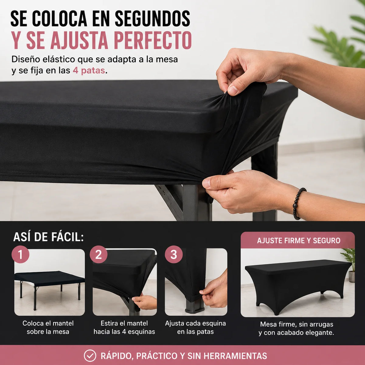 Funda De mesa 70x180  – Ajuste firme, protección impermeable y acabado elegante