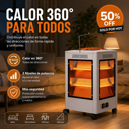 Calefactor de cuarzo 360° -  Calor en todas direcciones
