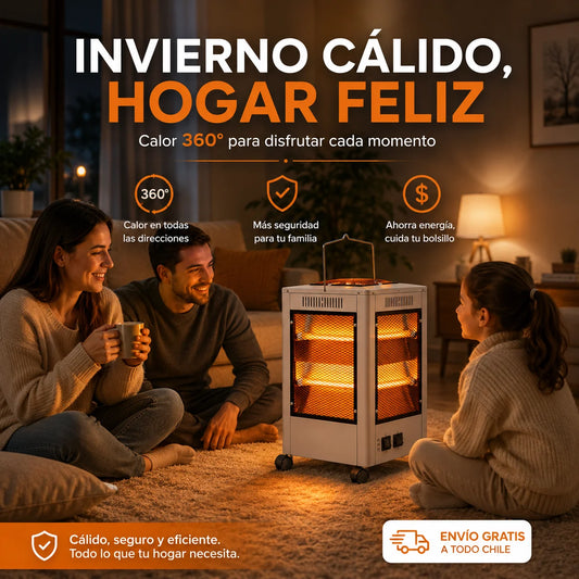 Calefactor de cuarzo 360° -  Calor en todas direcciones