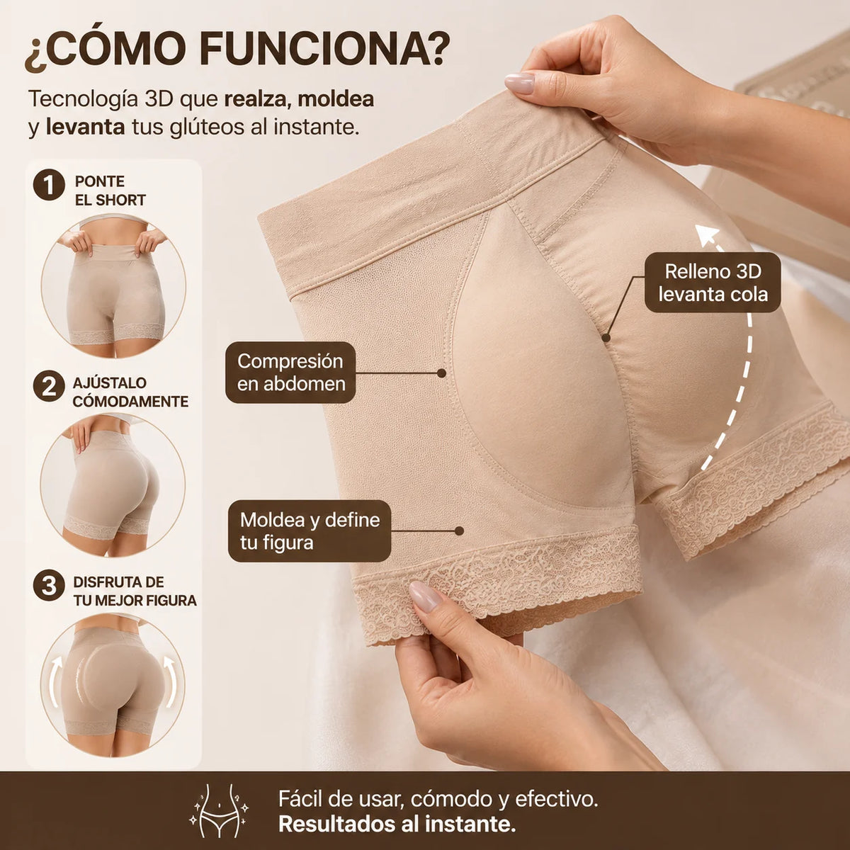 PANTY SHORT POWERNET (Alta calidad) LEVANTA COLA 🍑 | EFECTO REALCE AL INSTANTE