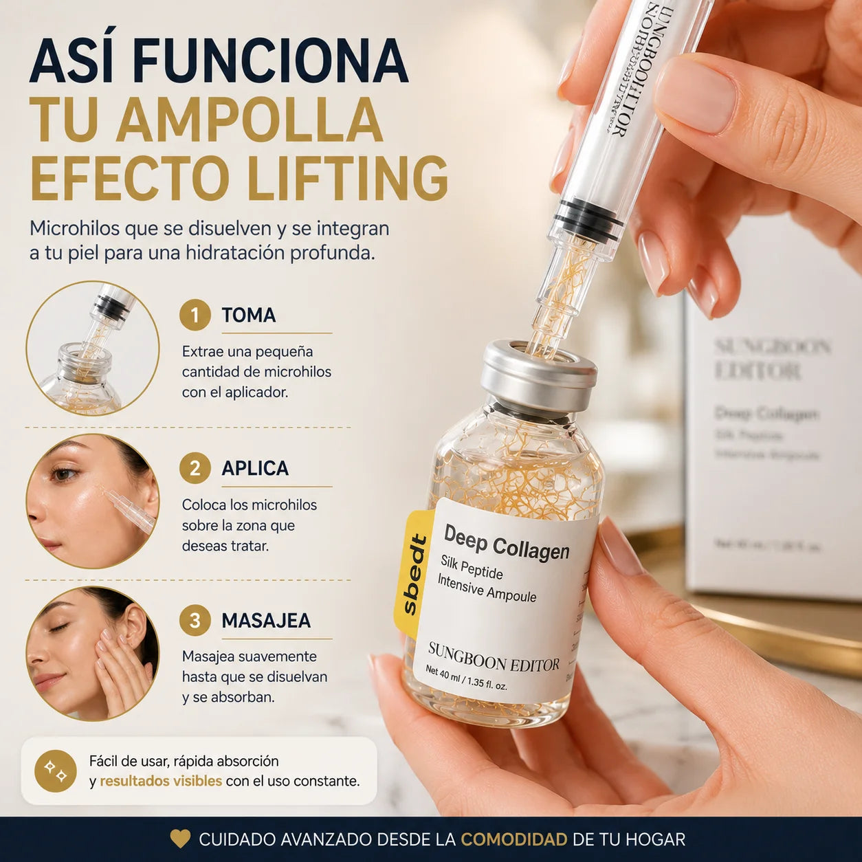 Ampolla de Colágeno Profundo con Péptidos de Seda