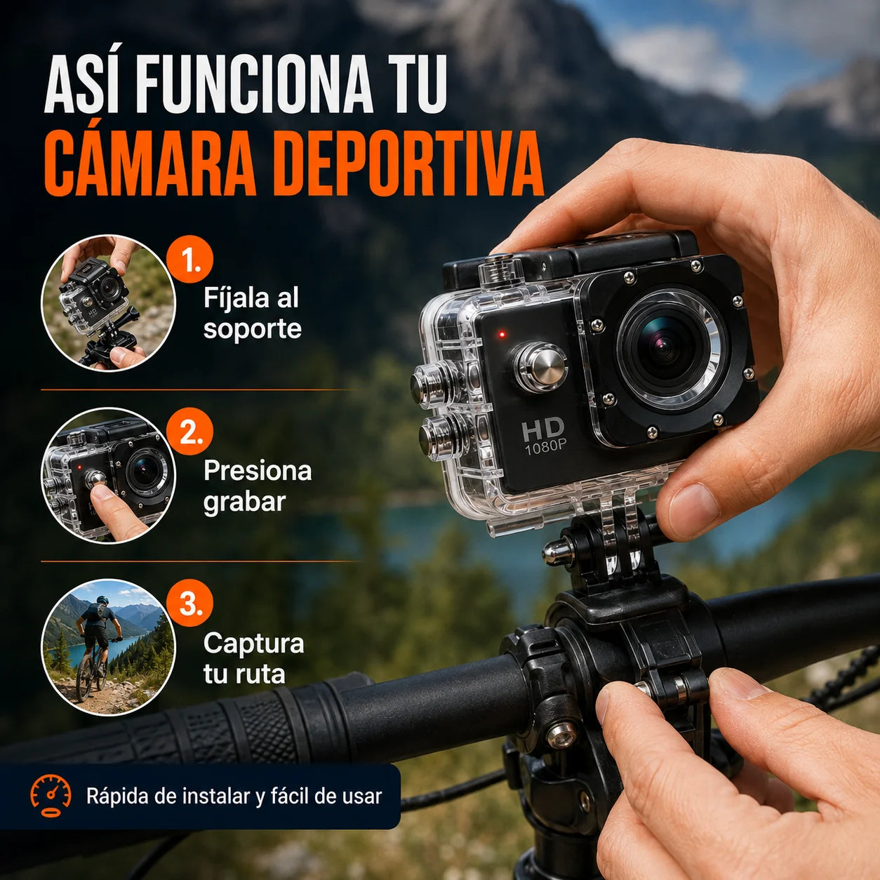 Cámara Deportiva tipo GoPro – Graba tus aventuras con las manos libres