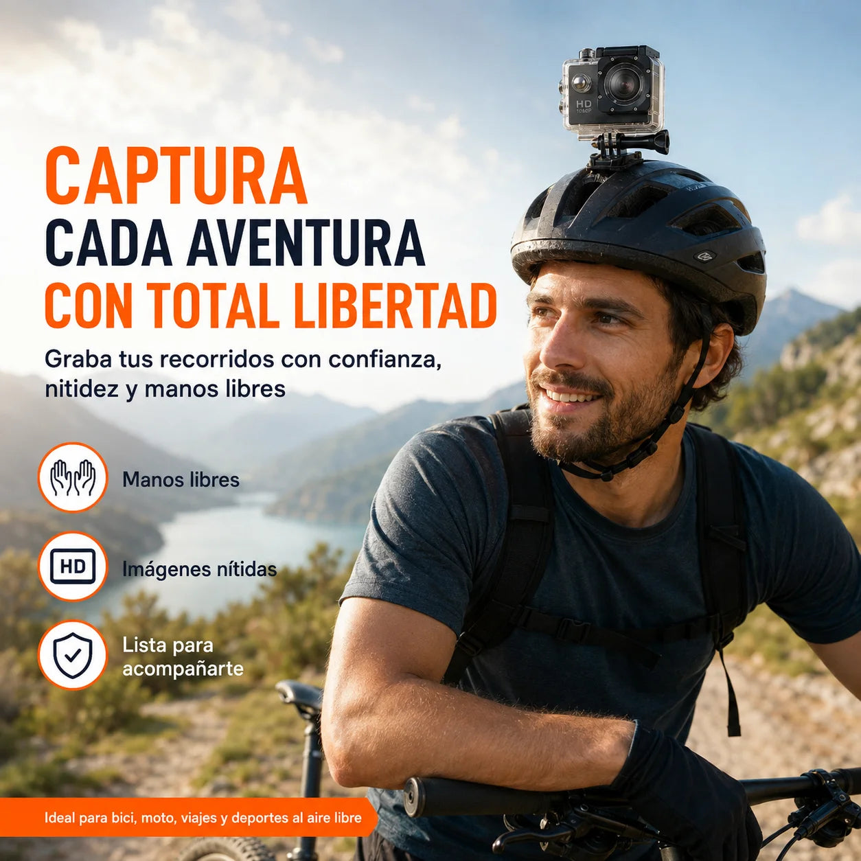Cámara Deportiva tipo GoPro – Graba tus aventuras con las manos libres