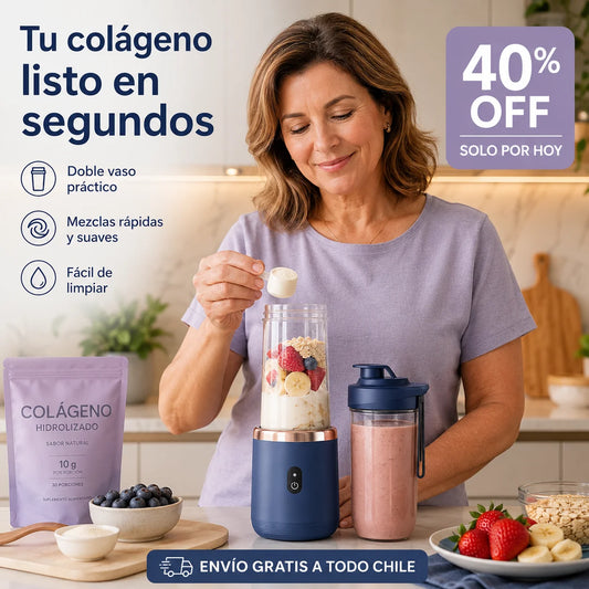 MixGo Doble vaso – Mezcla frutas, colágeno y más en segundos